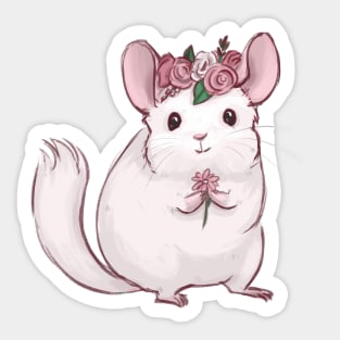 Cute Chinchilla with Flowers Sticker